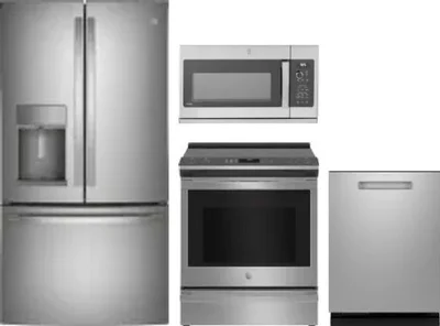 4 Piece Package Includes Refrigerator, Range, Microwave And Dishwasher